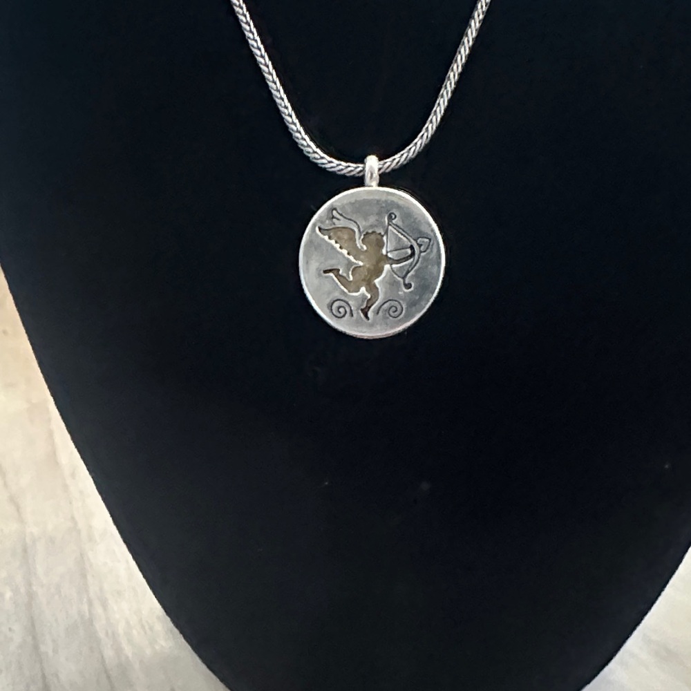 Brighton STRUCK BY LOVE Silver and Gold Reversible  Pendant Necklace